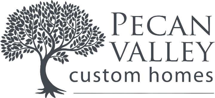 black and white Pecan Valley Custom Homes logos